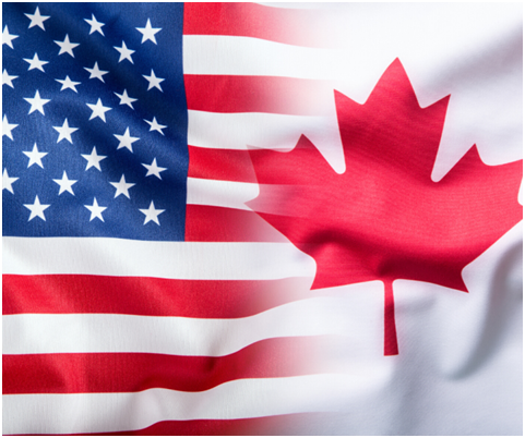 Flags of USA and Canada 