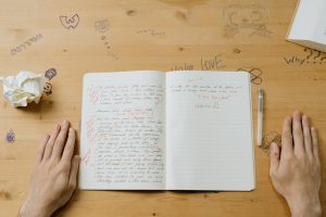 Writing and making notes in copy