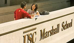 USC Marshall School Front with Students