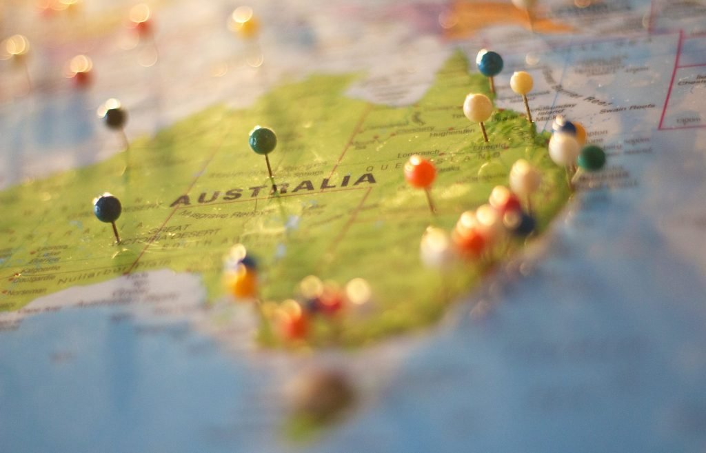 Australia map and lots of Pins