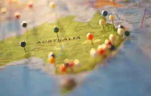 Australia map and lots of Pins