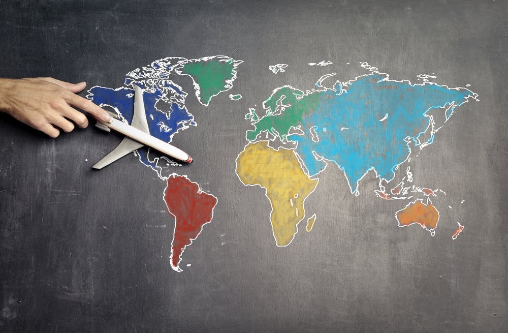 World Map and Aeroplane