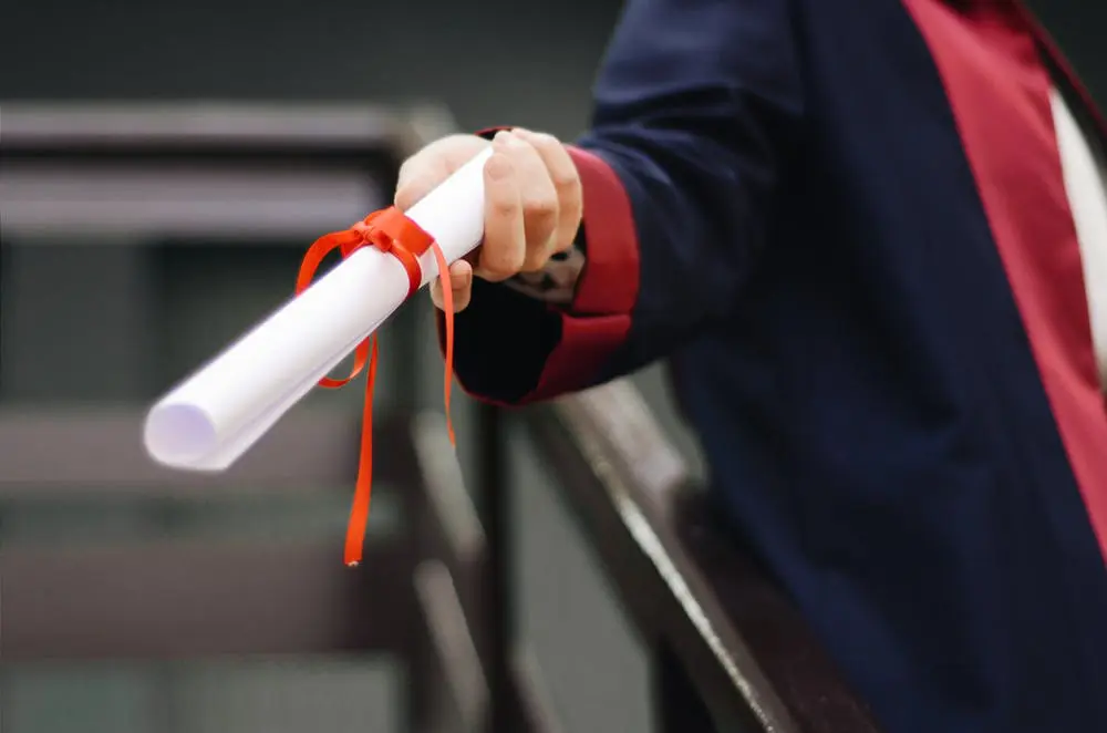 Black Graduation Cloth with Degree paper