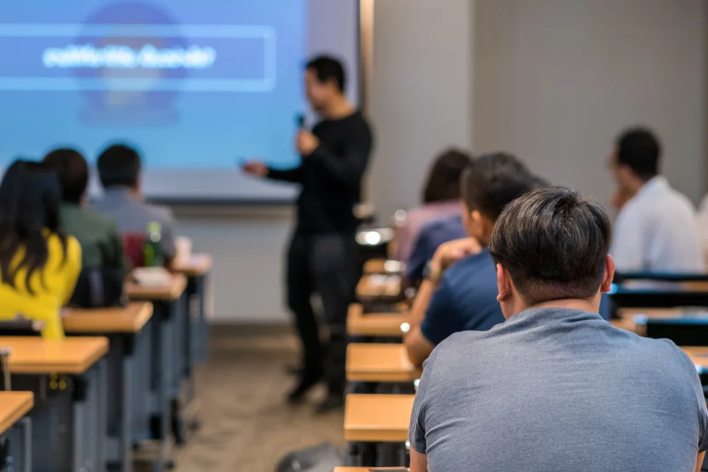 MBA candidates sitting in business school class