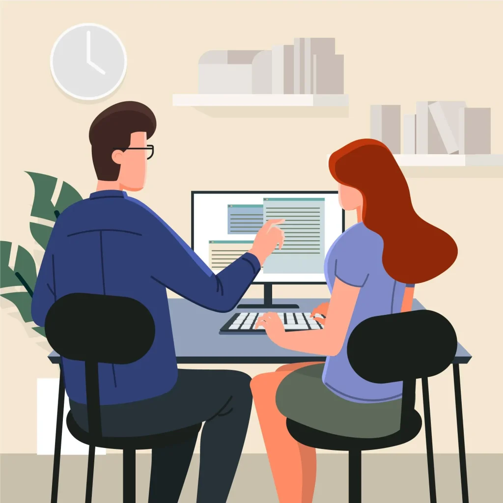 Candidate and consultant reviewing MBA applications