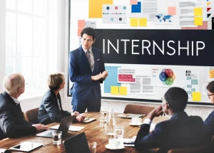 Concept of internship being taught for a group of interns