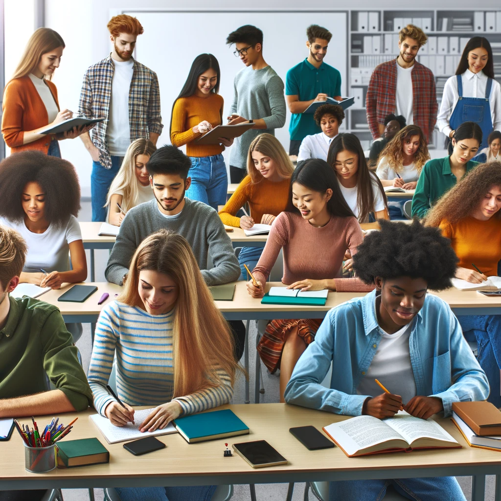 Diverse international MBA classroom.